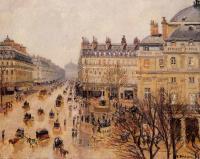 Pissarro, Camille - Place du Theatre Francais, Rain Effect